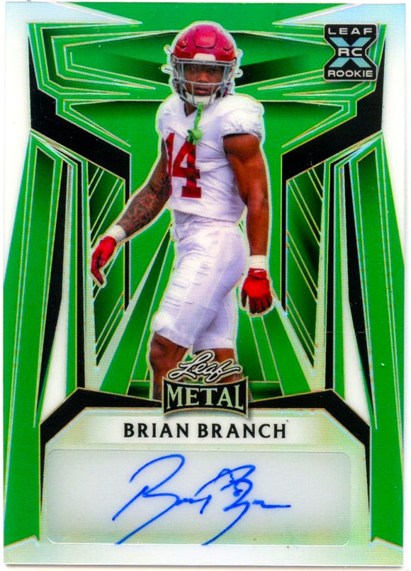 Brian Branch RC 2023 Leaf Metal Draft Green Prismatic Rookie Auto SP 2/4
