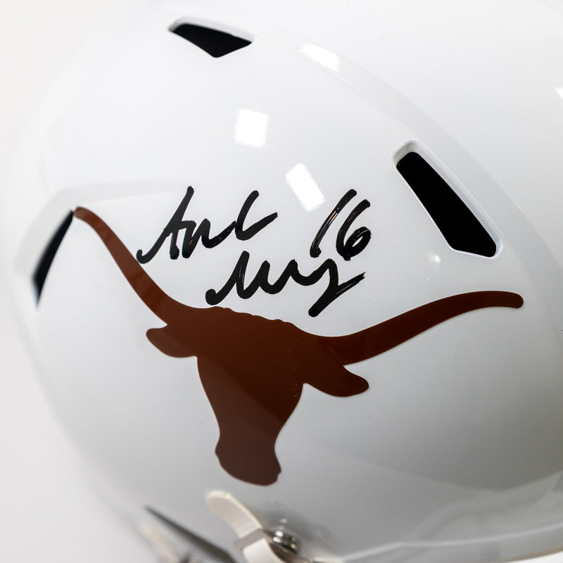 Arch Manning Autographed University of Texas White Mini Speed Replica Helmet-5