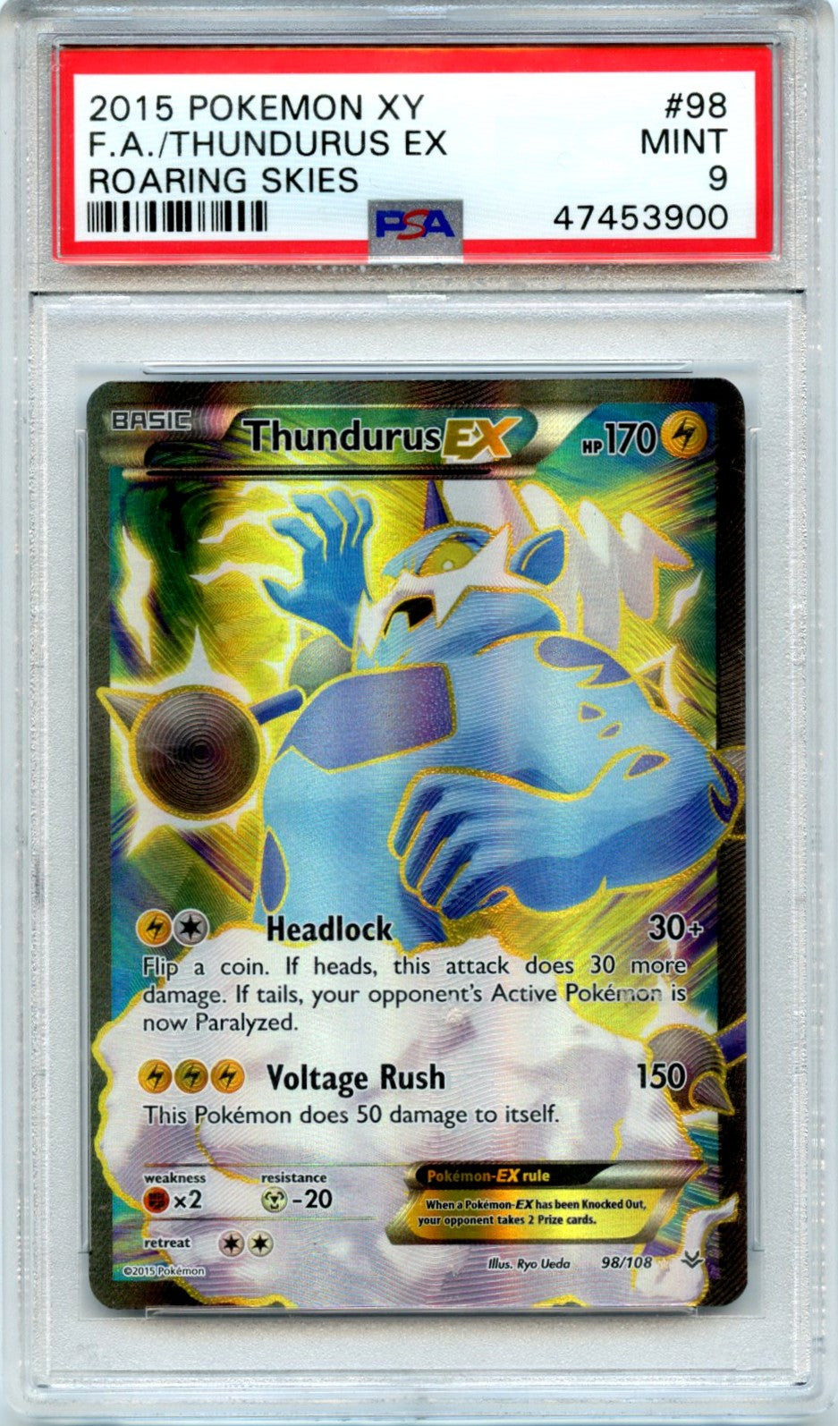 Fa/Thundurus Ex 2015 Pokemon Xy Roaring Skies Roaring Skies #98 PSA 9
