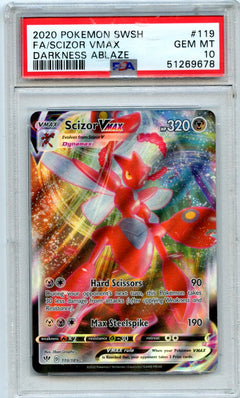 Fa/Scizor Vmax 2020 Pokemon Sword & Shield Darkness Ablaze #119 PSA 10-1