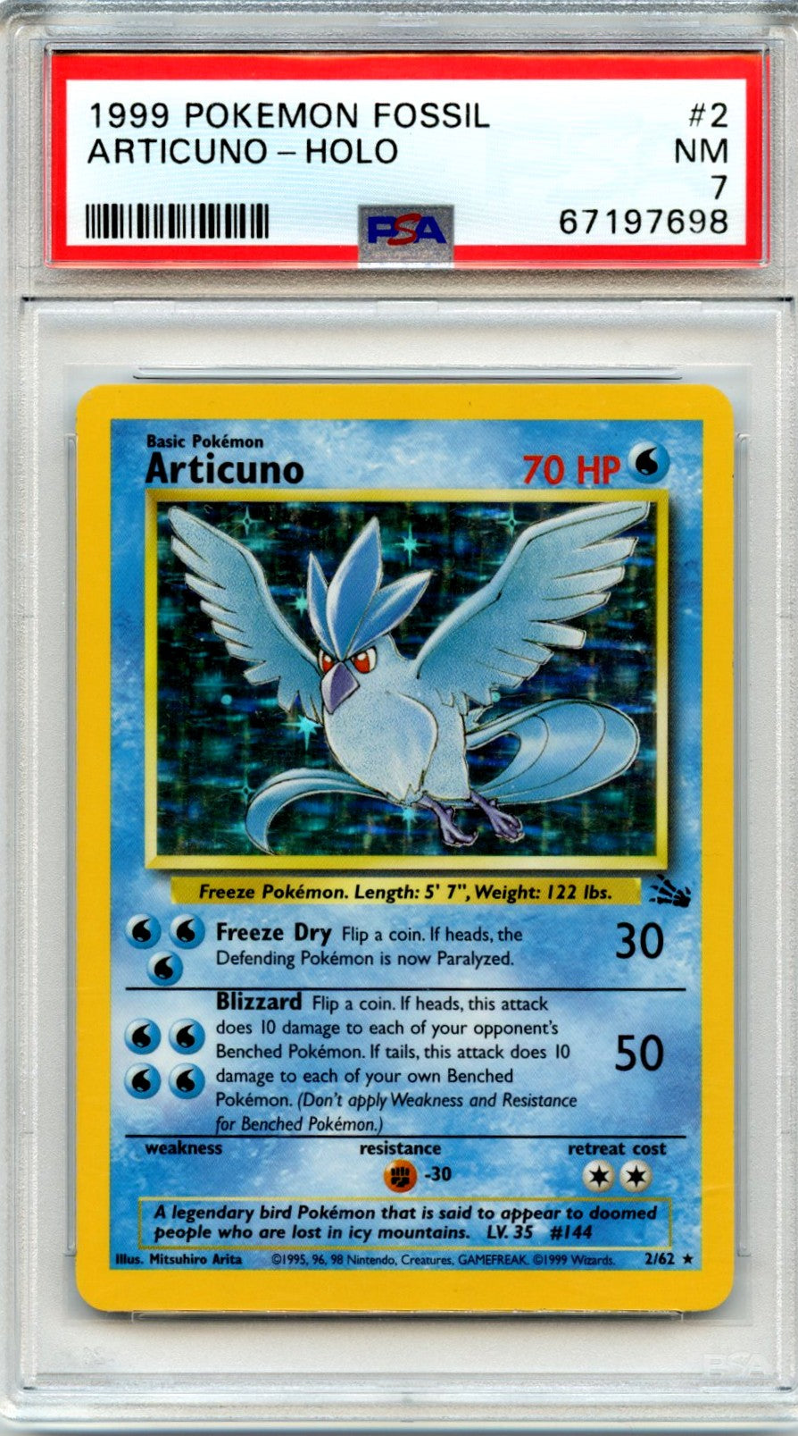Articuno-Holo 1999 Pokemon Fossil #2 PSA 7