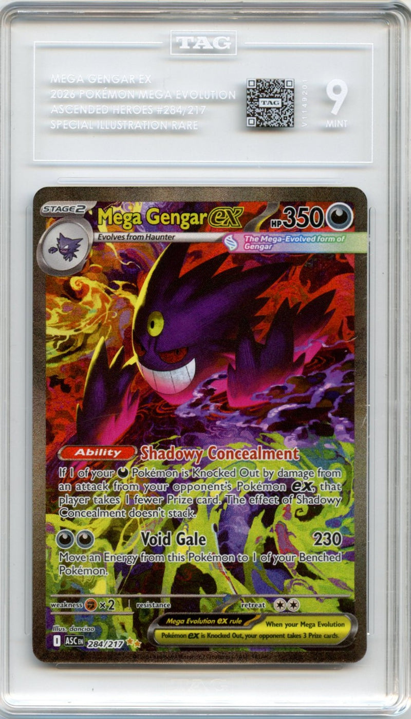 MEGA GENGAR EX 2026 POKEMON MEGA EVOLUTION SIR ASCENDED HEROES #284/217 TAG 9-1