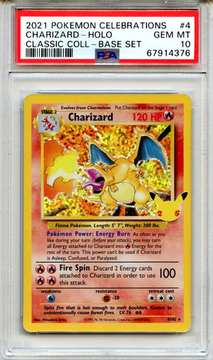 Charizard-Holo 2021 Pokemon Celebrations Classic Collection Base Set #4 PSA 10