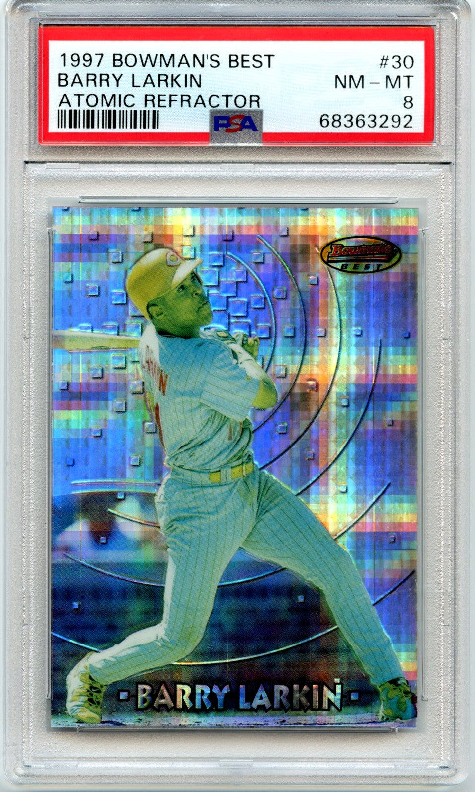 Barry Larkin 1997 Bowman's Best Atomic Refractor #30 PSA 8