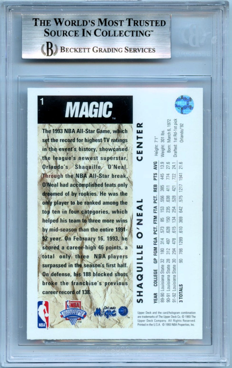 Shaquille O'Neal 1992-93 Upper Deck NBA First Draft Pick #1 BGS 8-2