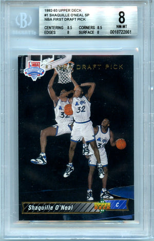 Shaquille O'Neal 1992-93 Upper Deck NBA First Draft Pick #1 BGS 8