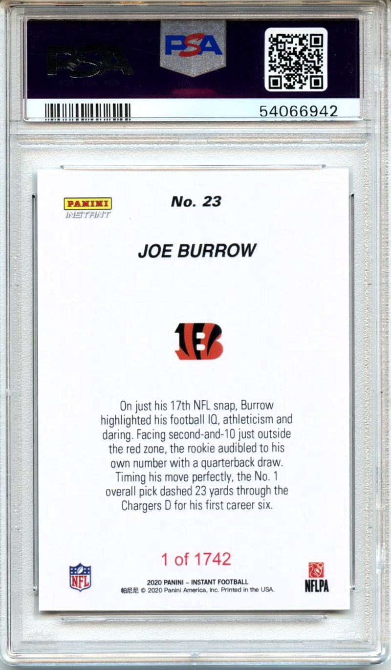 Joe Burrow 2020 Panini Instant NFL #23 PSA 9-2