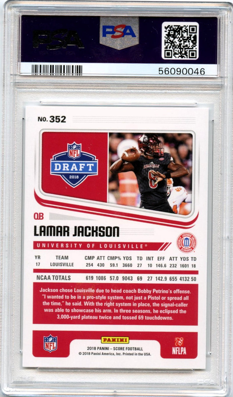 Lamar Jackson 2018 Panini Score Rookie #352 PSA 10-2