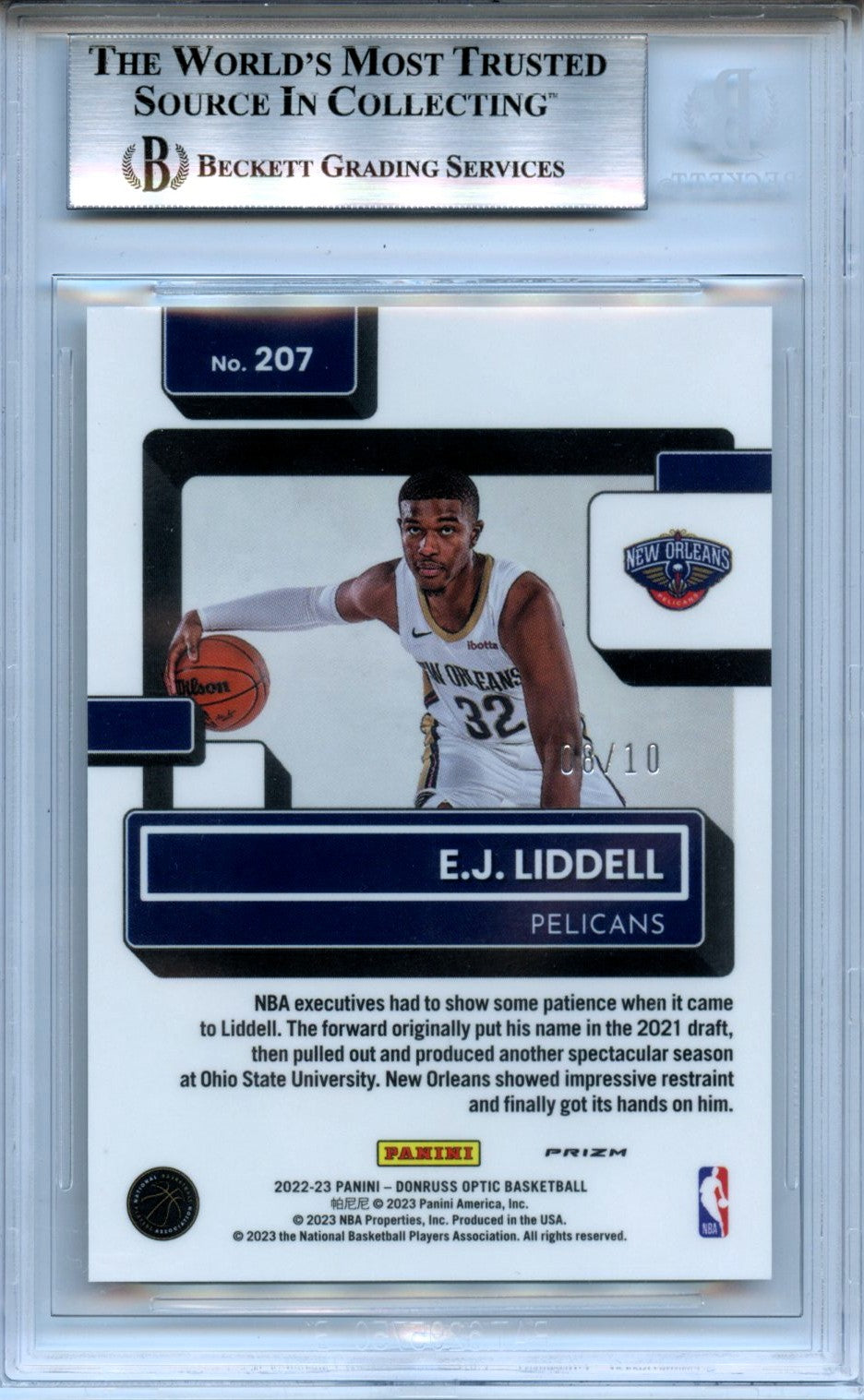 EJ Liddell 2022-23 Donruss Optic Gold Rated Rookie 8/10 #207 BGS 9-2