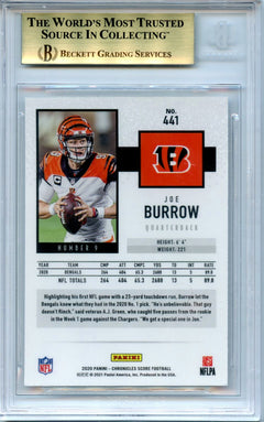Joe Burrow 2020 Score Chronicles Rookie #441 BGS 9.5-2