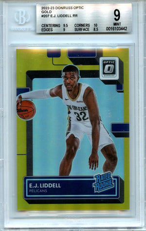 EJ Liddell 2022-23 Donruss Optic Gold Rated Rookie 8/10 #207 BGS 9