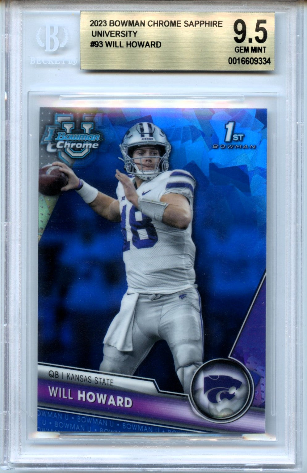 Will Howard 2023 Bowman Chrome Sapphire #93 BGS 9.5