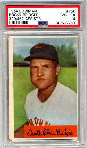 Rocky Bridges 1954 Bowman 320/467 Assists #156 PSA 4