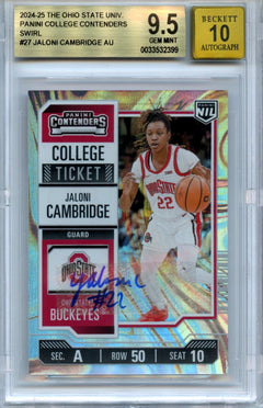Jaloni Cambridge 2024-25 Panini Ohio State NIL College Contenders Swirl Auto 116/199 BGS 9.5-1