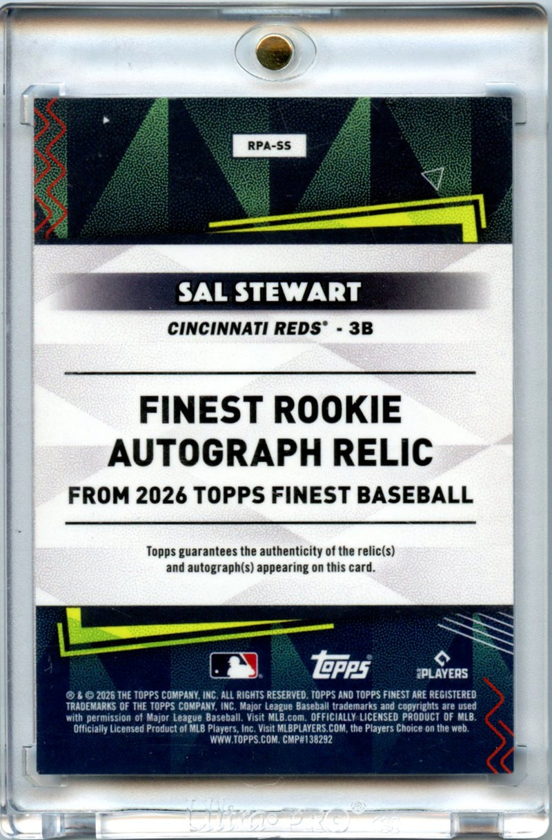 Sal Stewart 2026 Topps Finest Purple Rookie Relic Autograph 17/75 #RPA-SS-2