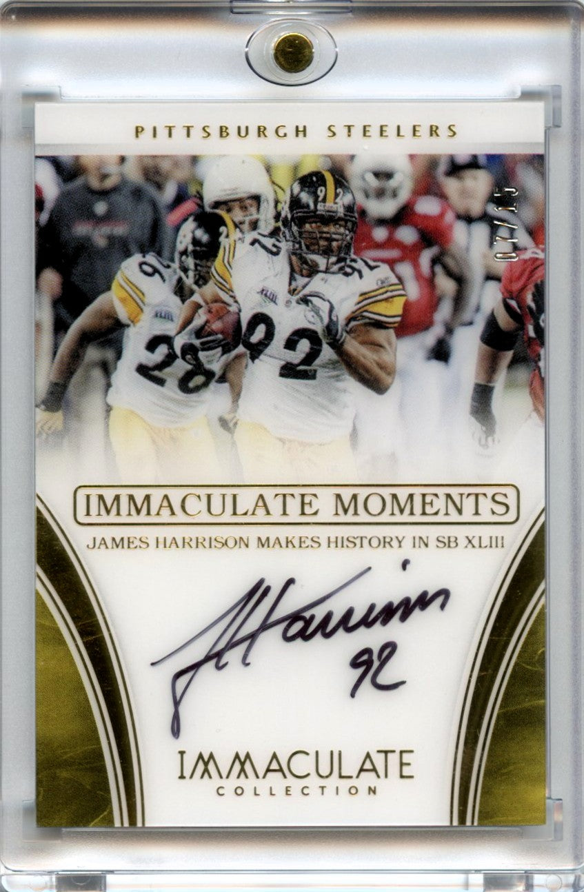 James Harrison 2016 Immaculate Collection Football Immaculate Moments Auto 7/15 #JH-1