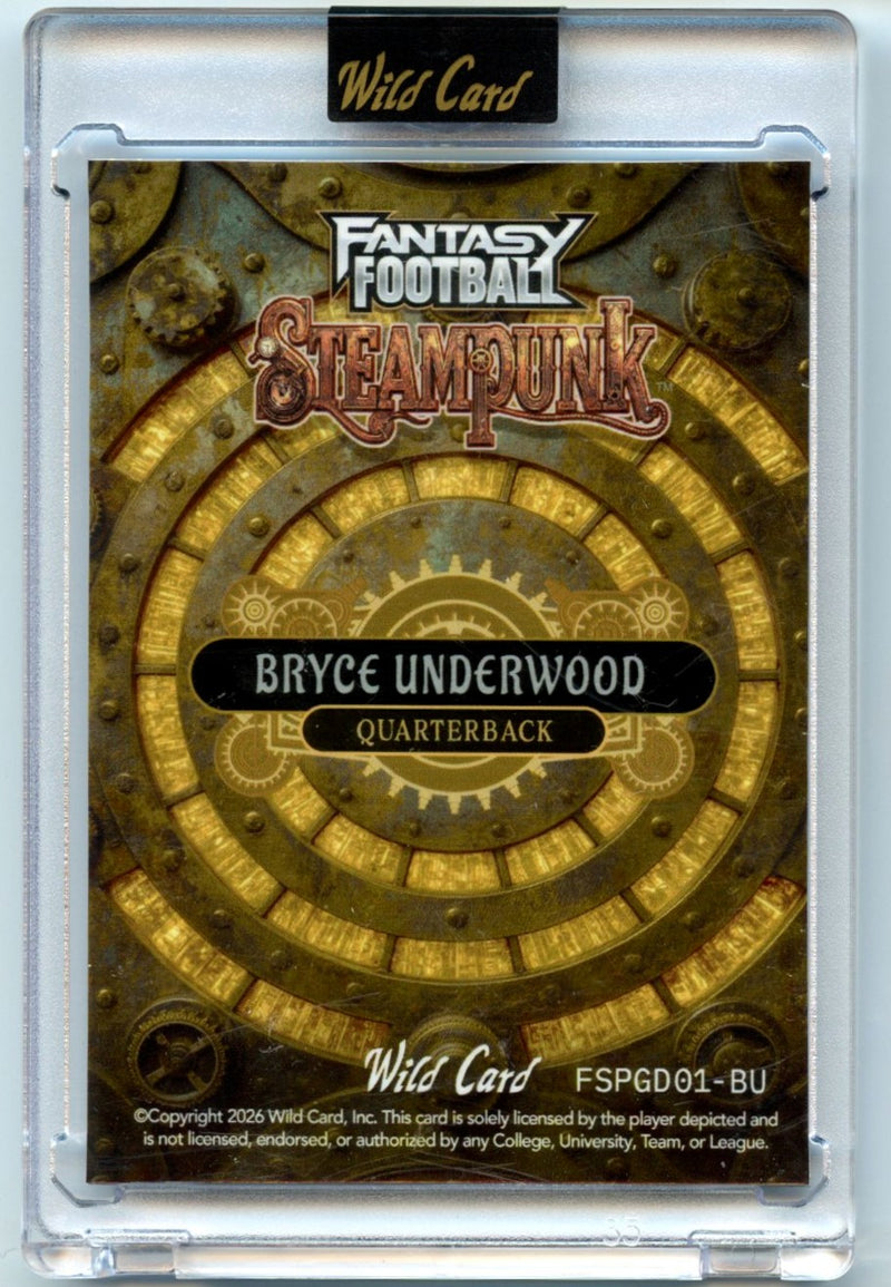 Bryce Underwood 2026 Wild Card Fantasy Football Steampunk 1/1 #FSPGD01-BU-2