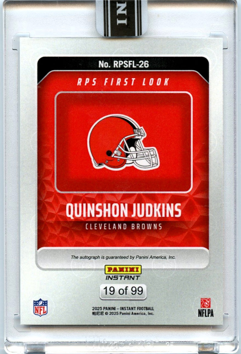 Quinshon Judkins 2025 Panini Instant Rookie Premiere RPS First Look Auto 19/99 #RPSFL-26-2