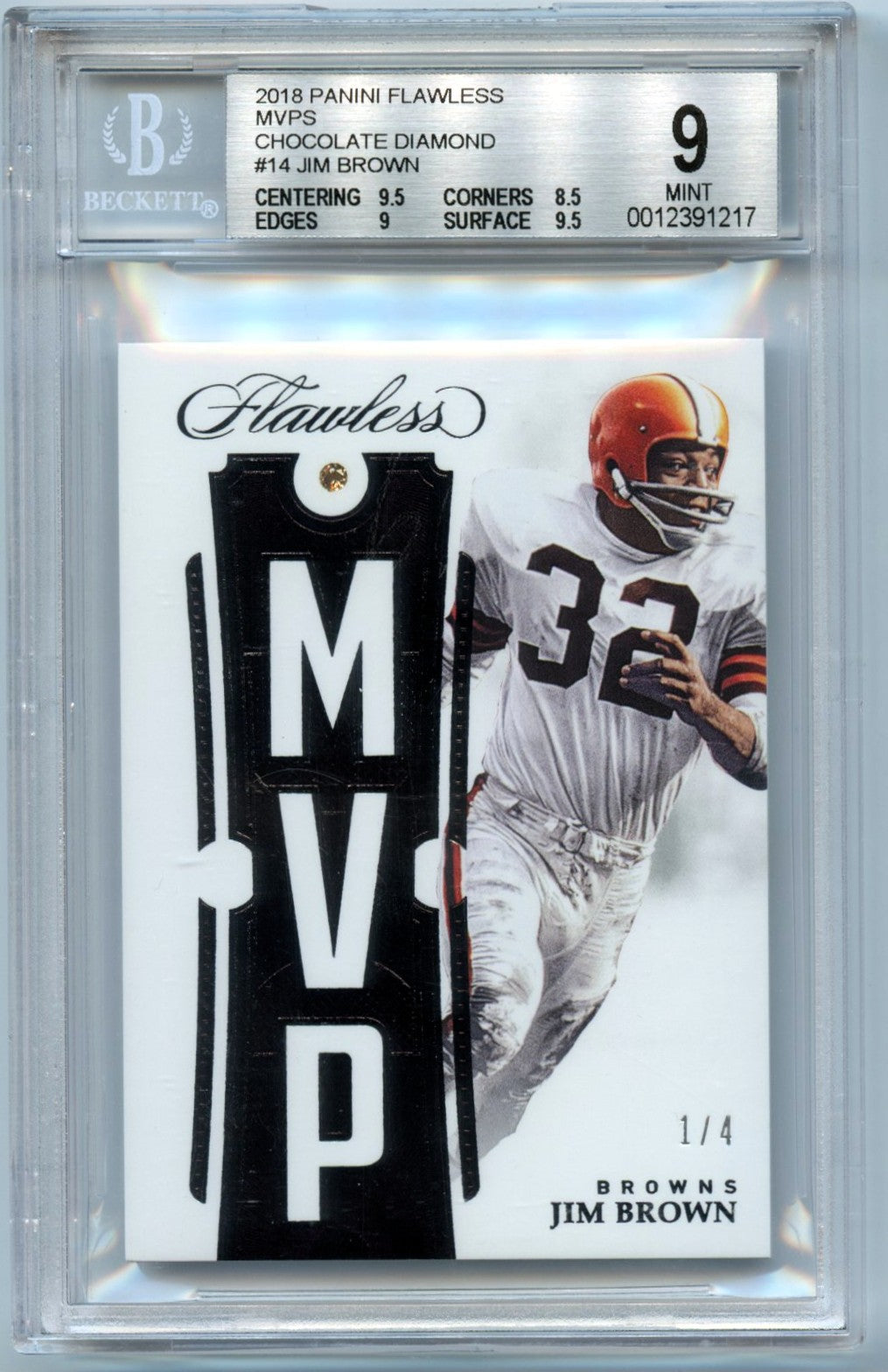 Jim Brown 2018 Panini Flawless MVPS Chocolate Diamond 1/4 #MVP-14 BGS 9-1