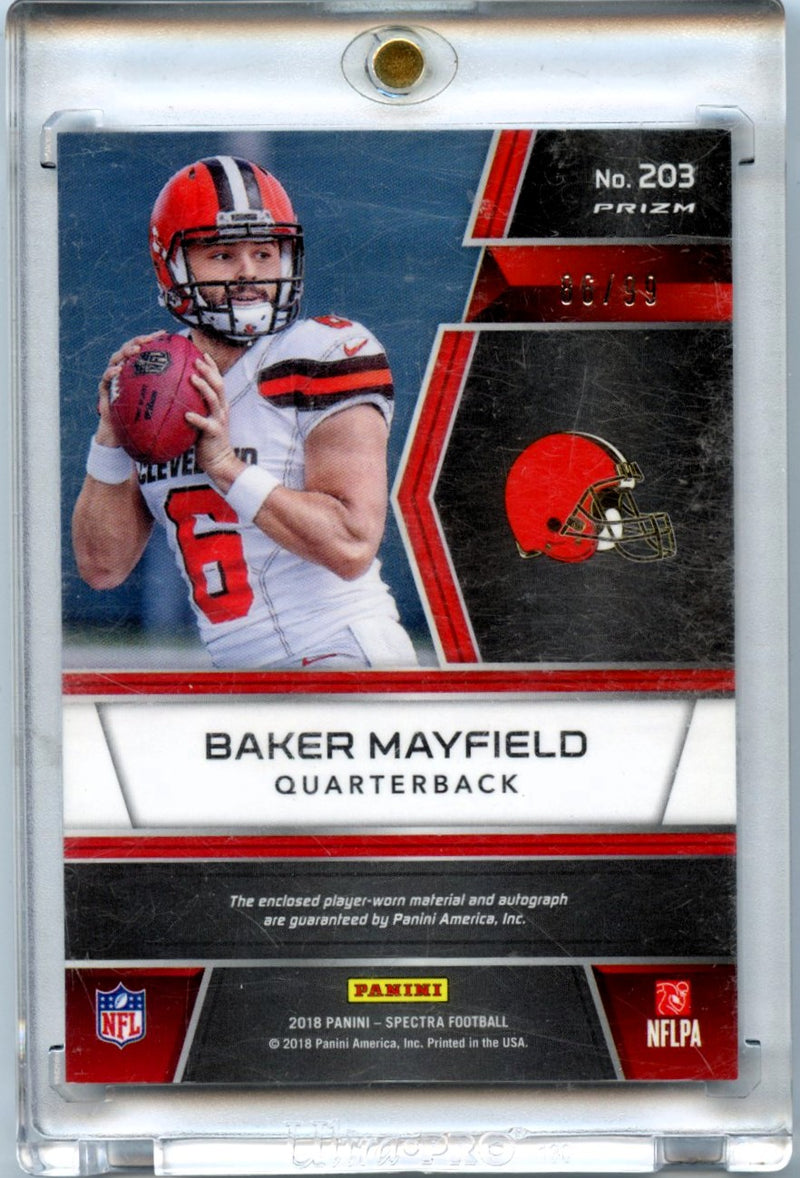 Baker Mayfield 2018 Spectra Rookie Patch Auto 86/99 #203-2