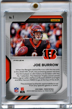 Joe Burrow 2020 Prizm Football Pink Premier Rookie Patch #1-2
