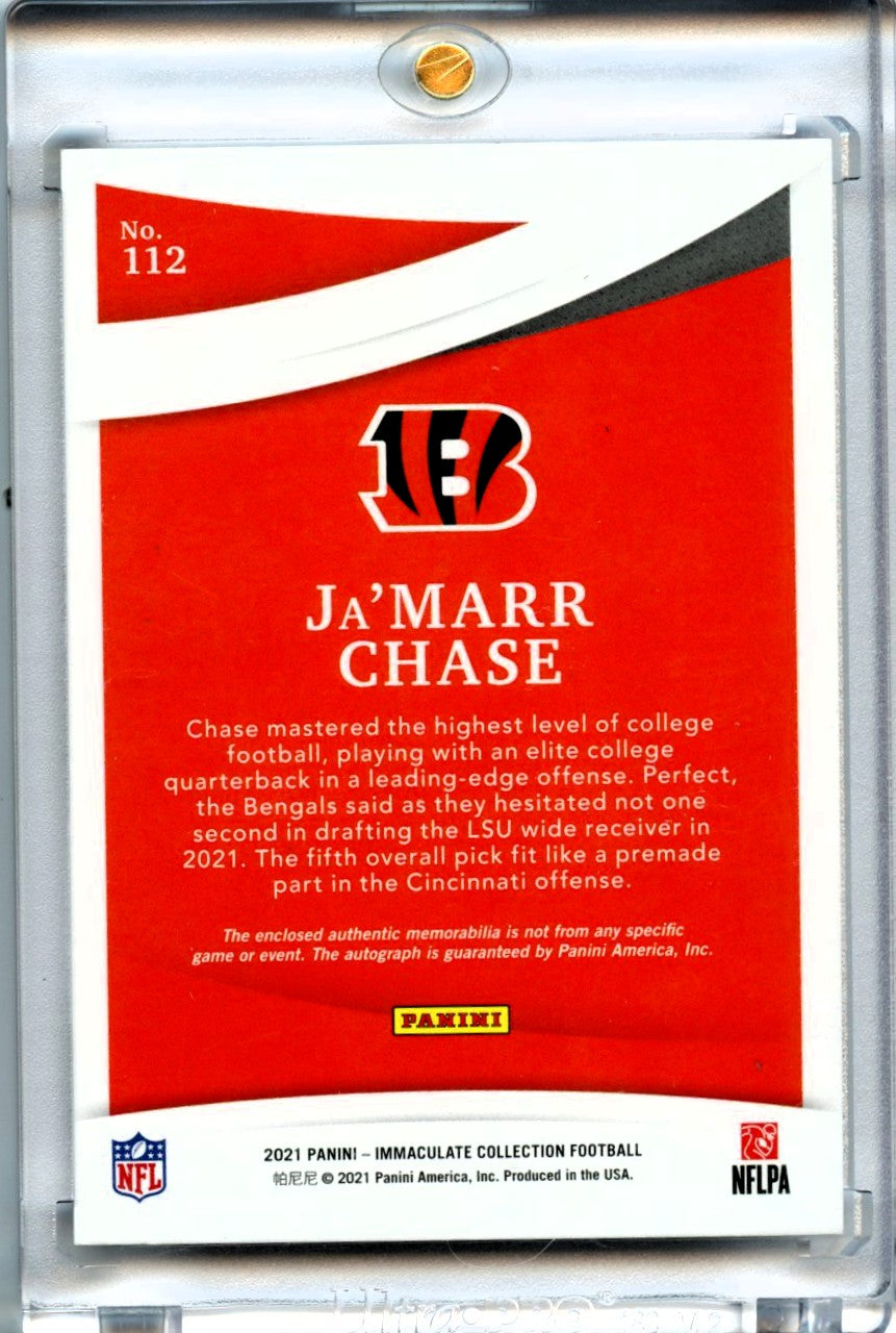 Ja'marr Chase 2021 Immaculate Collection Rookie Patch Auto 13/25 #112-2