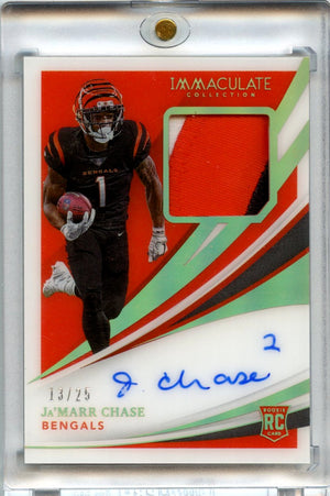 Ja'marr Chase 2021 Immaculate Collection Rookie Patch Auto 13/25 #112
