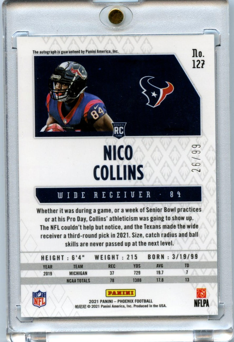 Nico Collins 2021 Phoenix Football Rookie Lazer Auto 26/99 #127-2