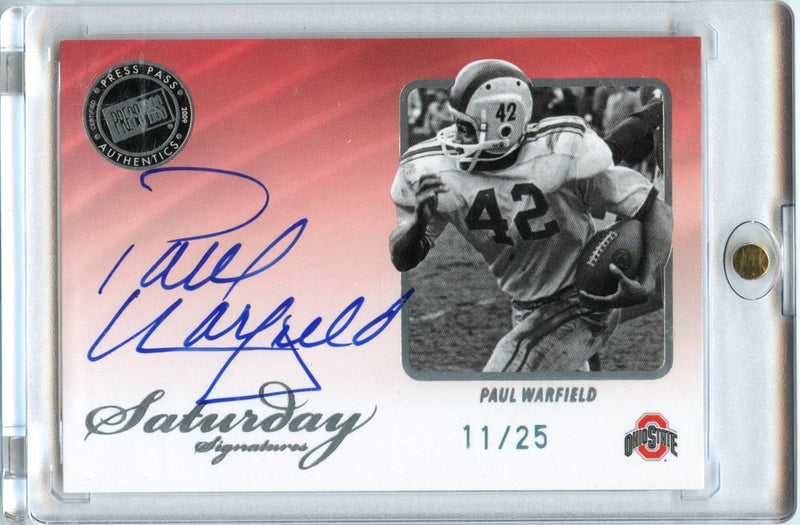 Paul Warfield 2009 Press Pass Authentics Saturday Signatures Auto 11/25 #SS-PW-1