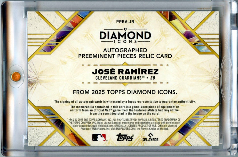 Jose Ramirez 2025 Diamond Icons Preeminent Pieces Relic Patch Auto 5/5 #PPRA-JR-2