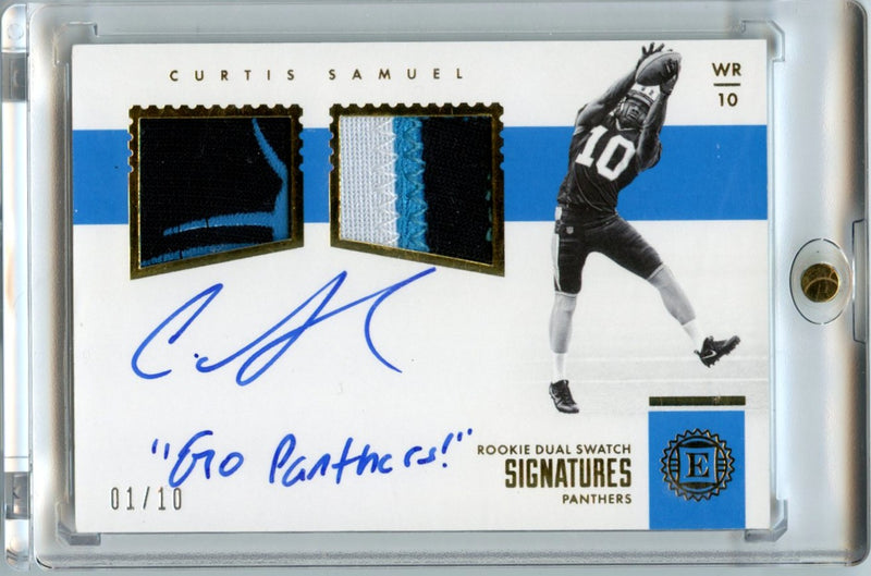 Curtis Samuel 2017 Encased Football Rookie Dual Swatch Signatures Patch Auto 1/10 #RDS-CS-1