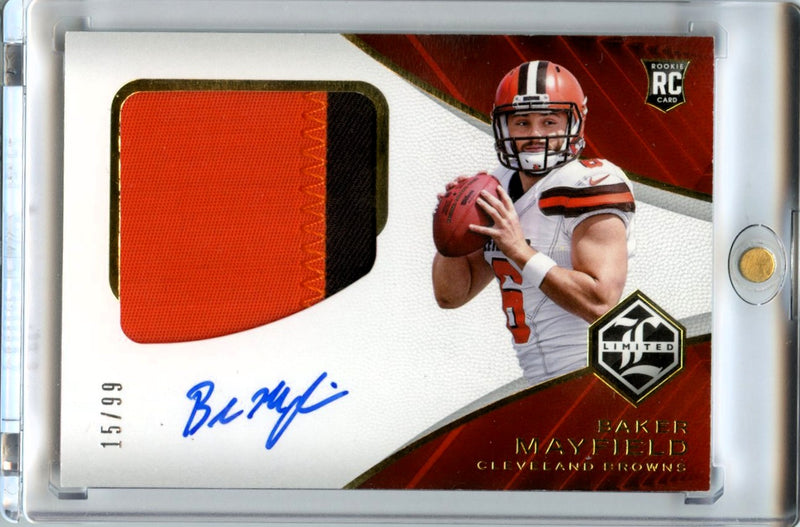 Baker Mayfield 2019 Limited Football Rookie Patch Auto 15/99 #141-1