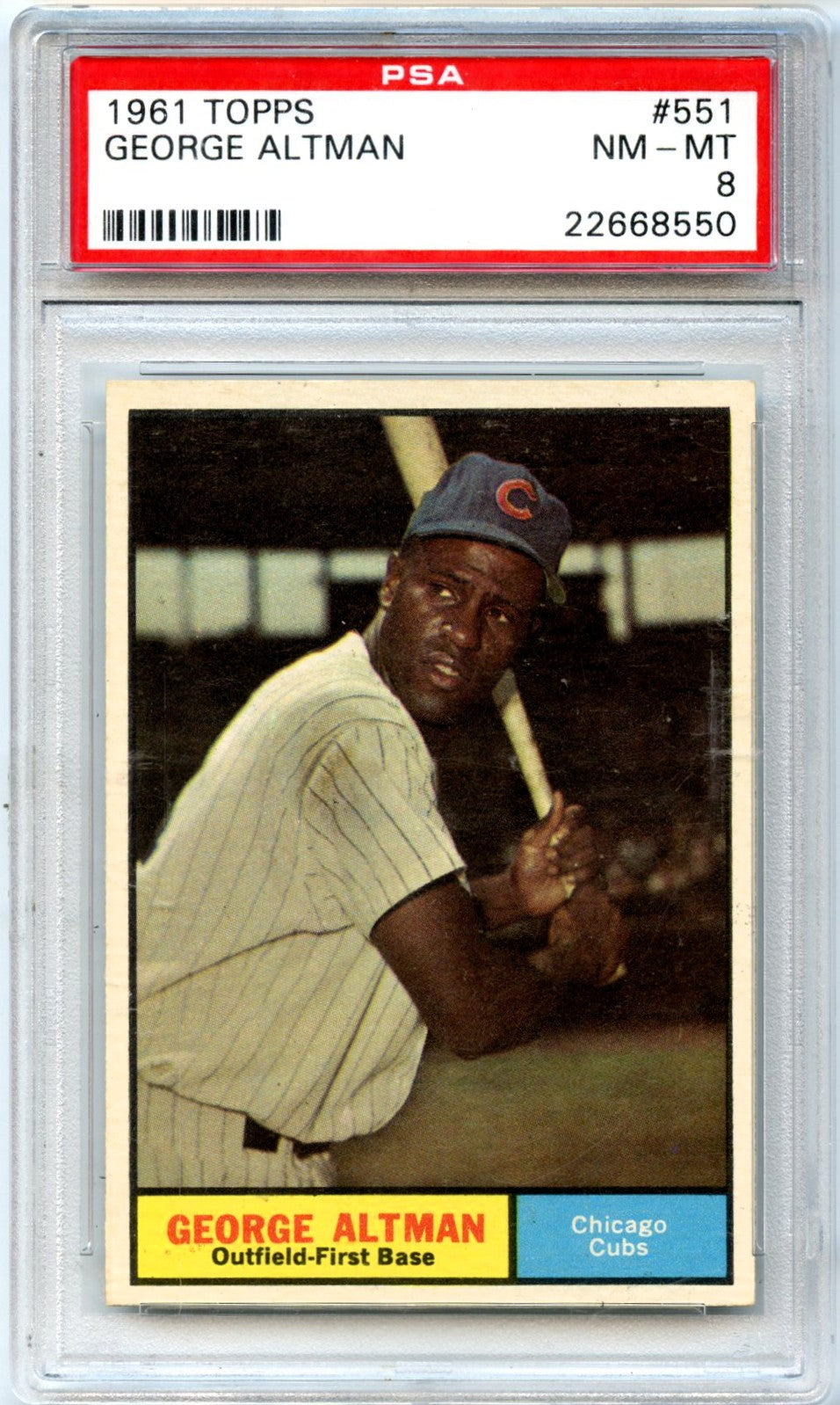 George Altman 1961 Topps #551 PSA 8-1