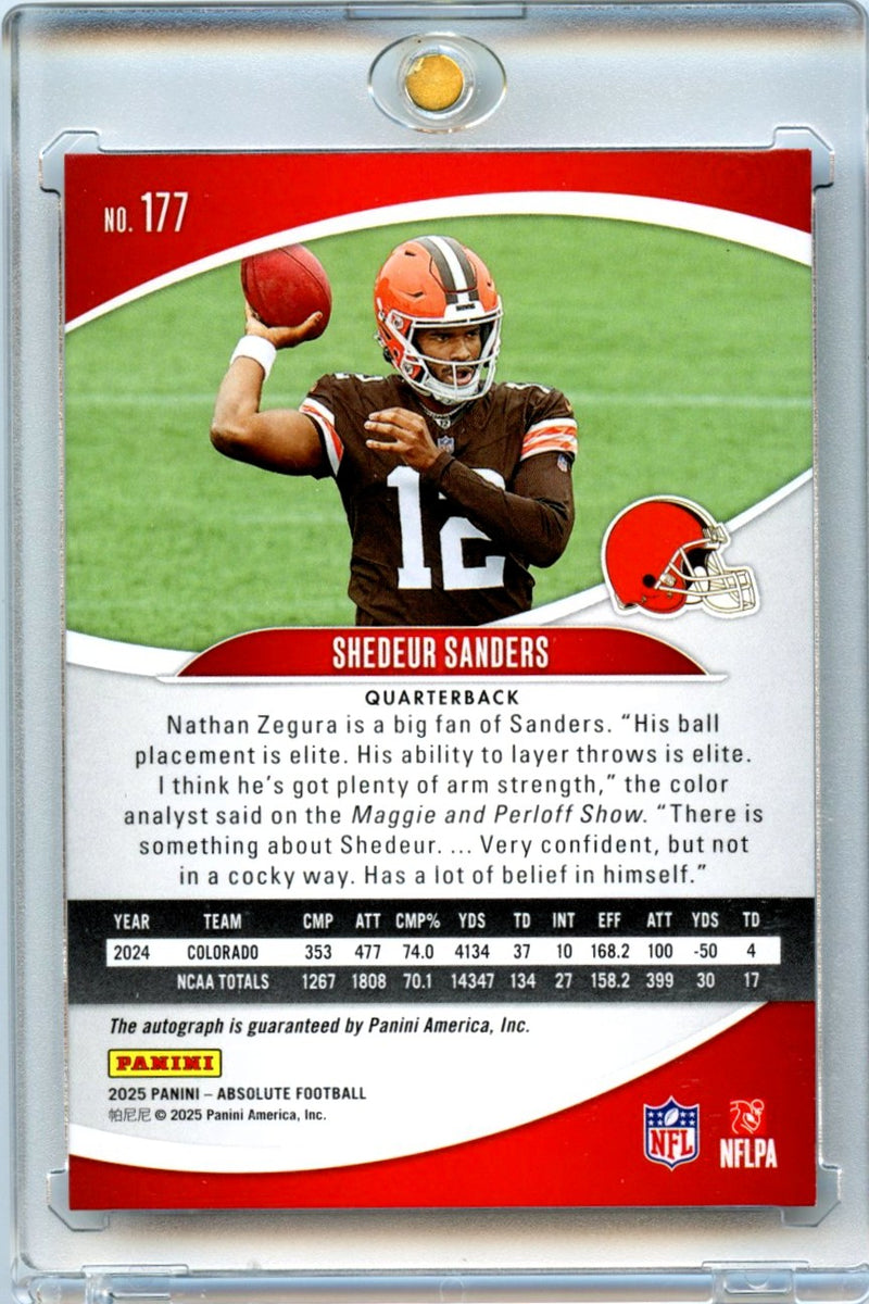 Shedeur Sanders 2025 Panini Absolute Football Rookie Auto #177-2