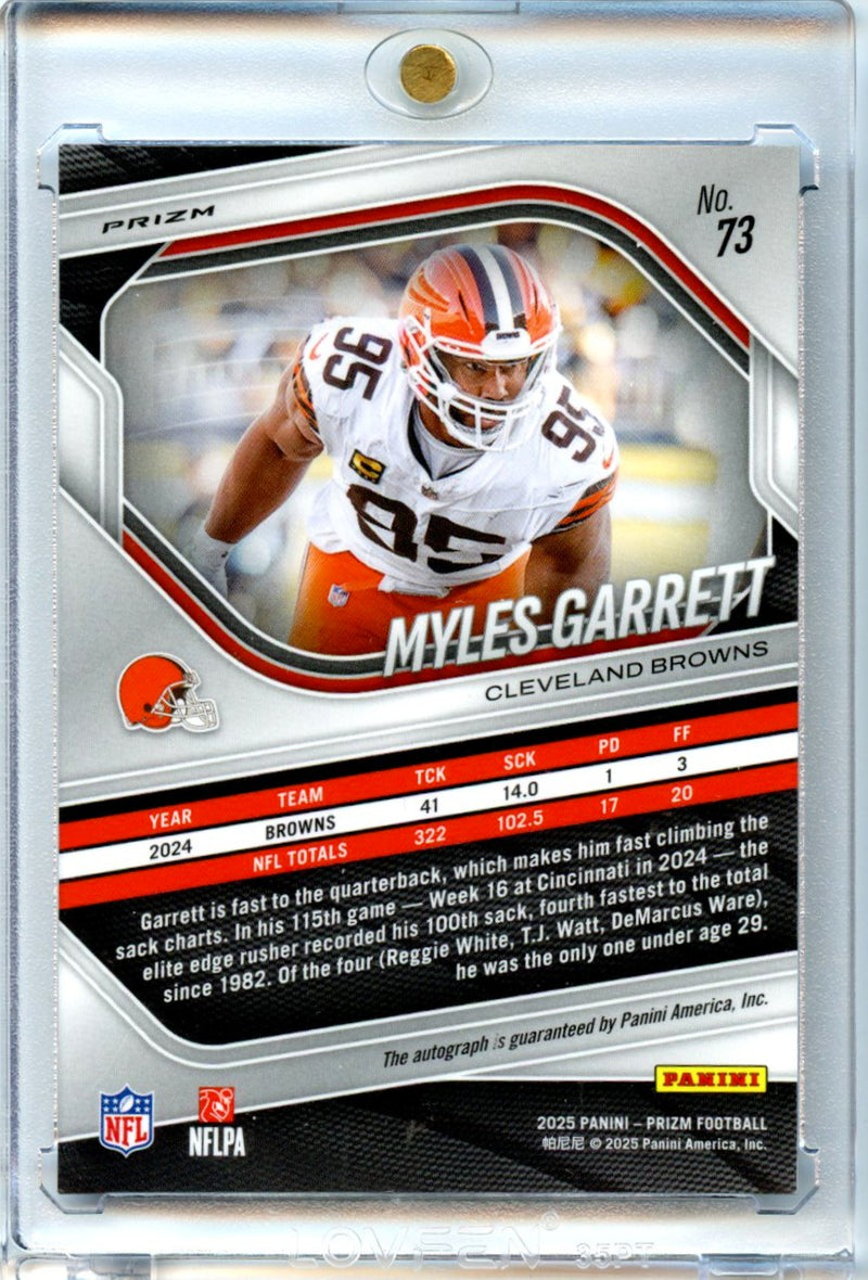 Myles Garrett 2025 Panini Prizm Football Silver Prizm Auto #73-2