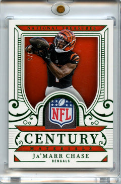 Ja'marr Chase 2025 Panini National Treasures Century Materials Green NFL Shield Patch 3/5 #CM-JMC-1