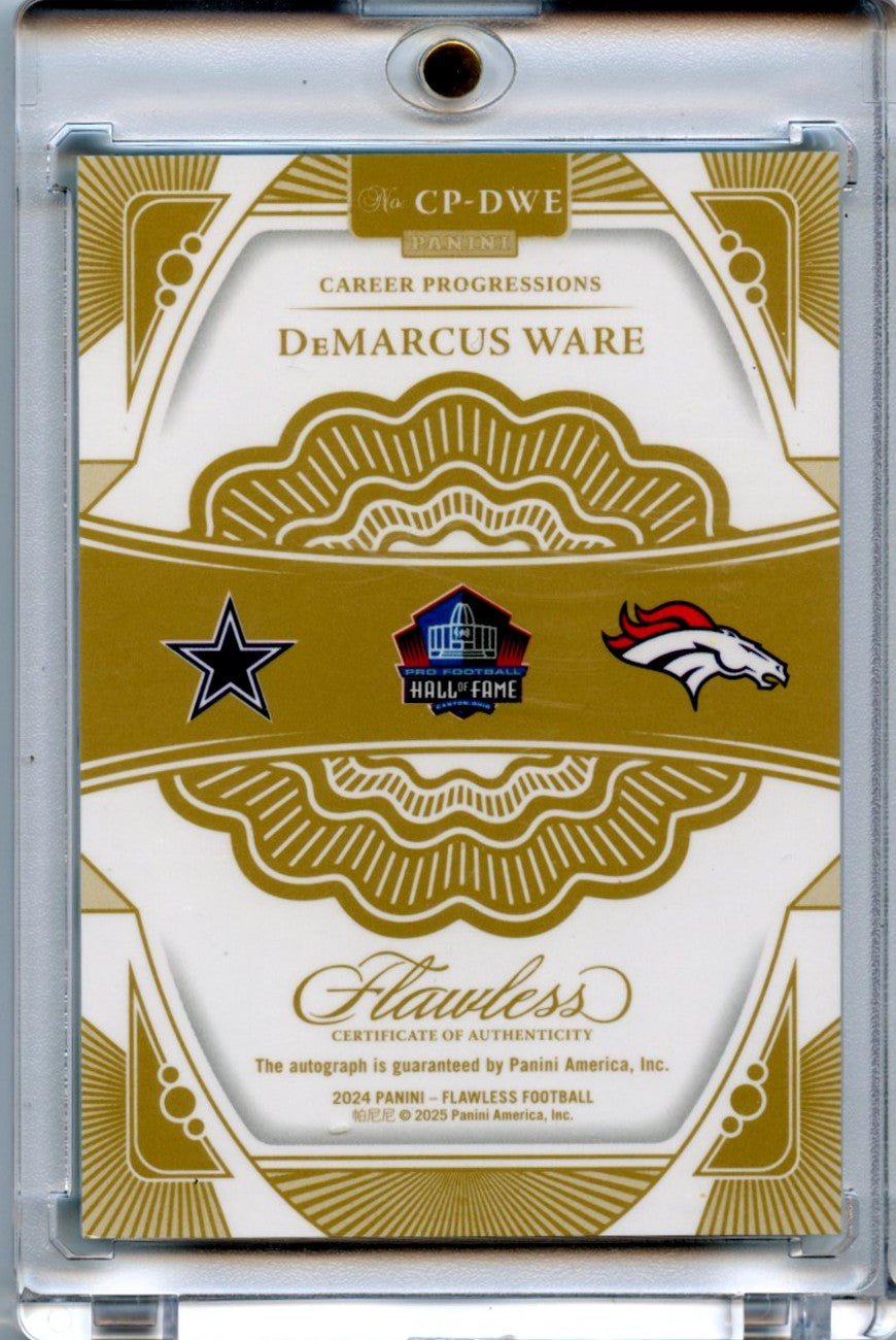 Demarcus Ware 2024 Flawless Football Career Progressions Green Auto 3/5 #CP-DWE-2