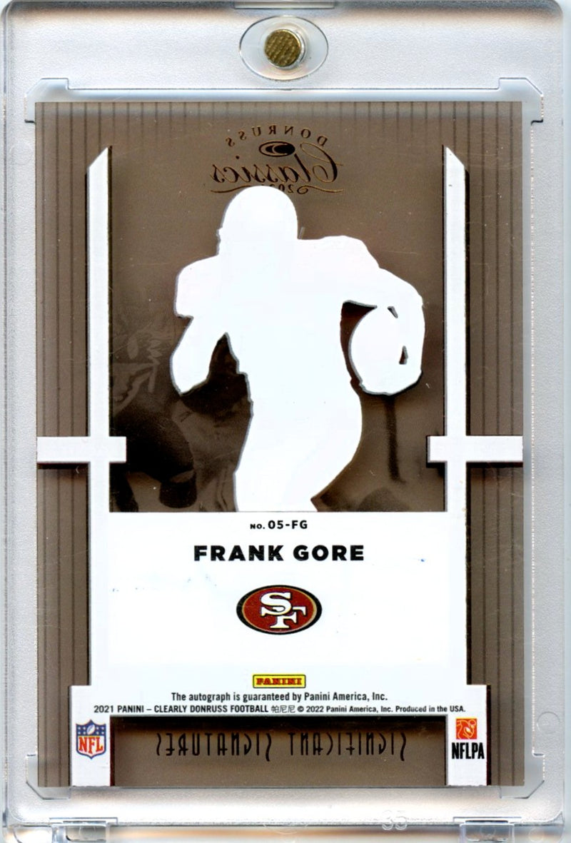 Frank Gore 2021 Clearly Donruss Football Classics Significant Signatures Auto #05-FG-2