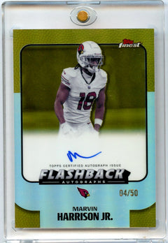 Marvin Harrison Jr. 2025 Topps Finest Flashback Autographs Gold Auto 4/50 #FBA-MHJ-1