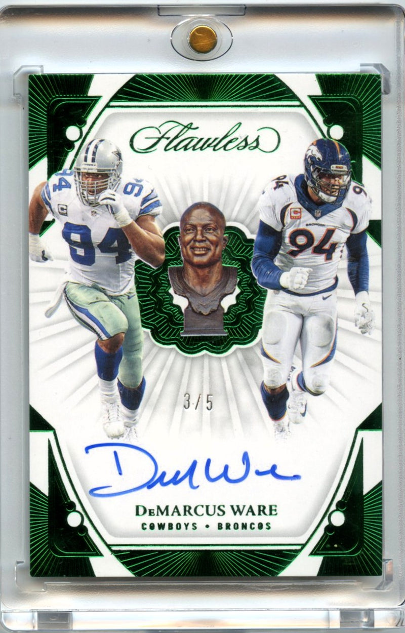 Demarcus Ware 2024 Flawless Football Career Progressions Green Auto 3/5 #CP-DWE-1