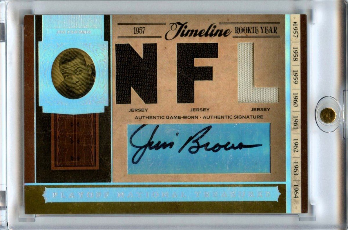 Jim Brown 2006 Donruss Playoff National Treasures NFL Timeline Triple Patch Auto 3/15 #TL-JB