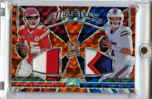 Patrick Mahomes / Josh Allen 2024 Spectra Football Orange Rivals Dual Patch 8/10 #RVL-PMJA