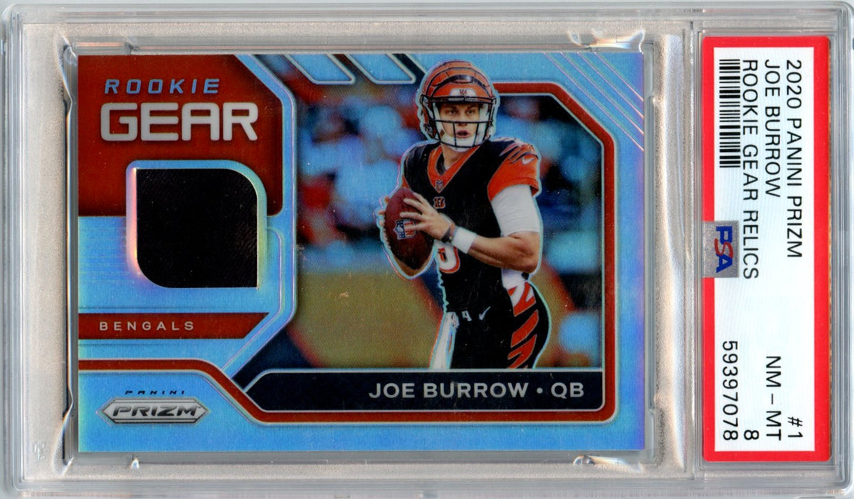 Joe Burrow 2020 Panini Prizm Rookie Gear Relics Rookie Gear Relics #1 PSA 8