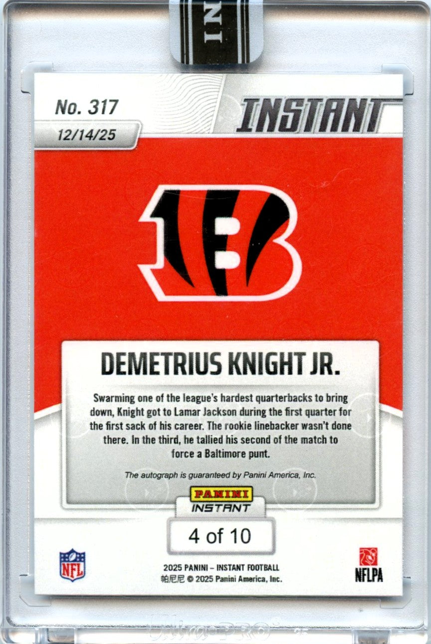 Demetrius Knight Jr 2025 Panini Instant Water Auto 4/10 #317-2