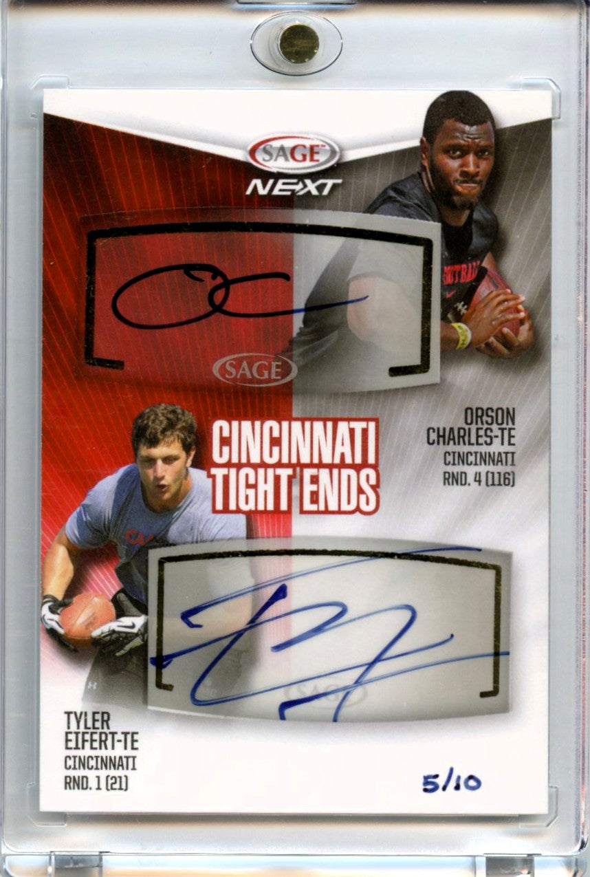 Tyler Eifert / Orson Charles 2013 Sage Cincinnati Tight Ends Dual Auto 5/10 #DA40