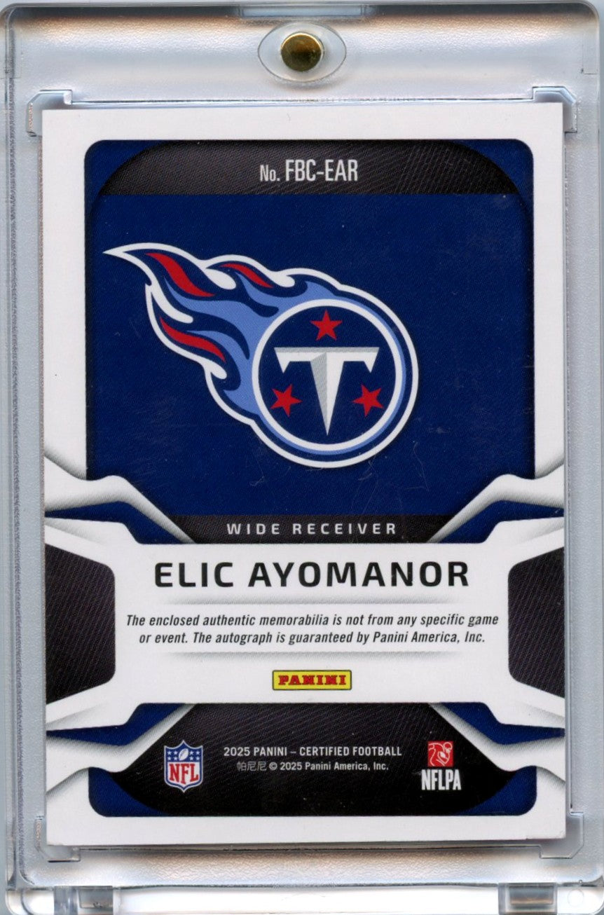 Elic Ayomanor 2025 Panini Certified Pink Freshman Fabric Rookie Patch Auto 23/35 #FBC-EAR-2