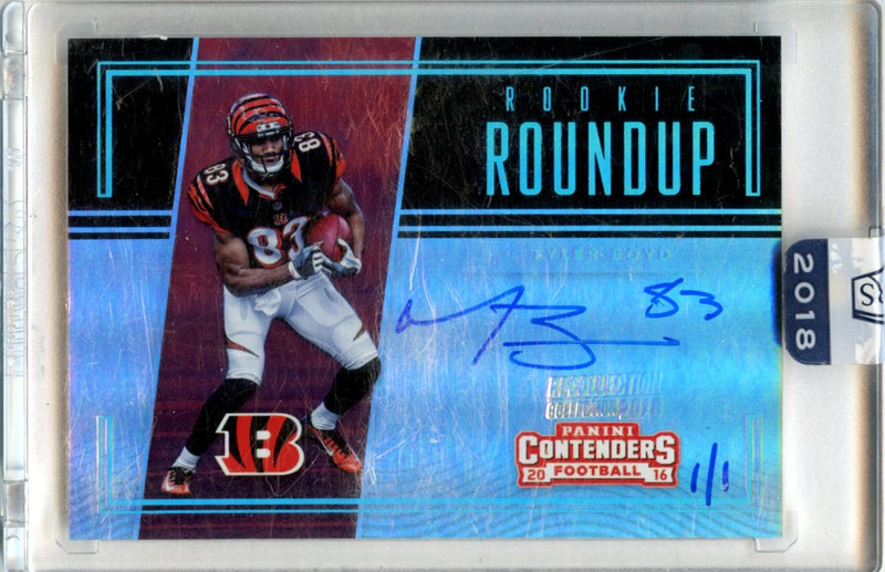 Tyler Boyd 2018 Panini Honors Recollection Collection Rookie Round Up Contenders 1/1 Auto #18-1