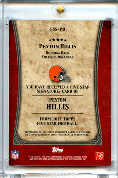 Peyton Hillis 2011 Five Star Football Signature Auto 70/150 #FSS-PH-2