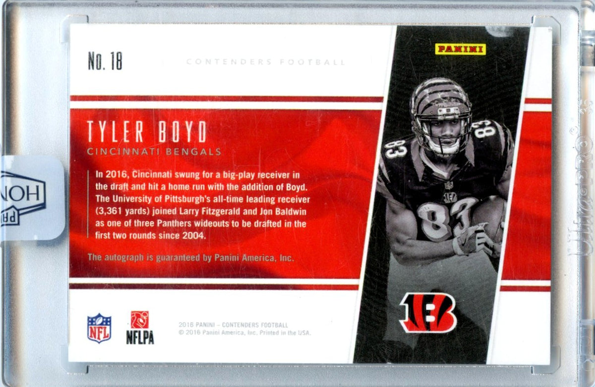 Tyler Boyd 2018 Panini Honors Recollection Collection Rookie Round Up Contenders 1/1 Auto #18-2