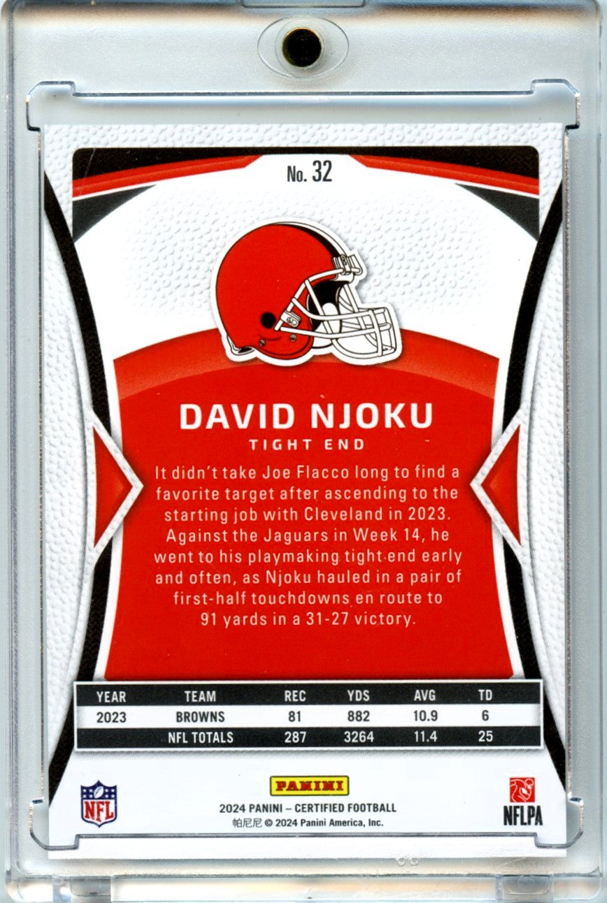 David Njoku 2024 Certified Football Black 1/1 #32-2
